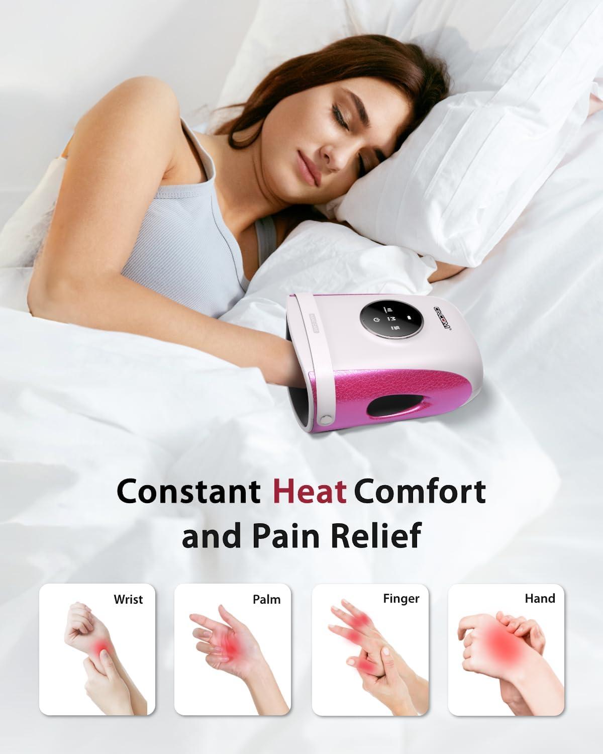 imageCINCOM Hand Massager with Heat and Compression Finger and Palm Massage Machine for Pain Relief Arthritis and Improved Circulation Gifts for Women Cordless and Rechargeable WhiteWhite
