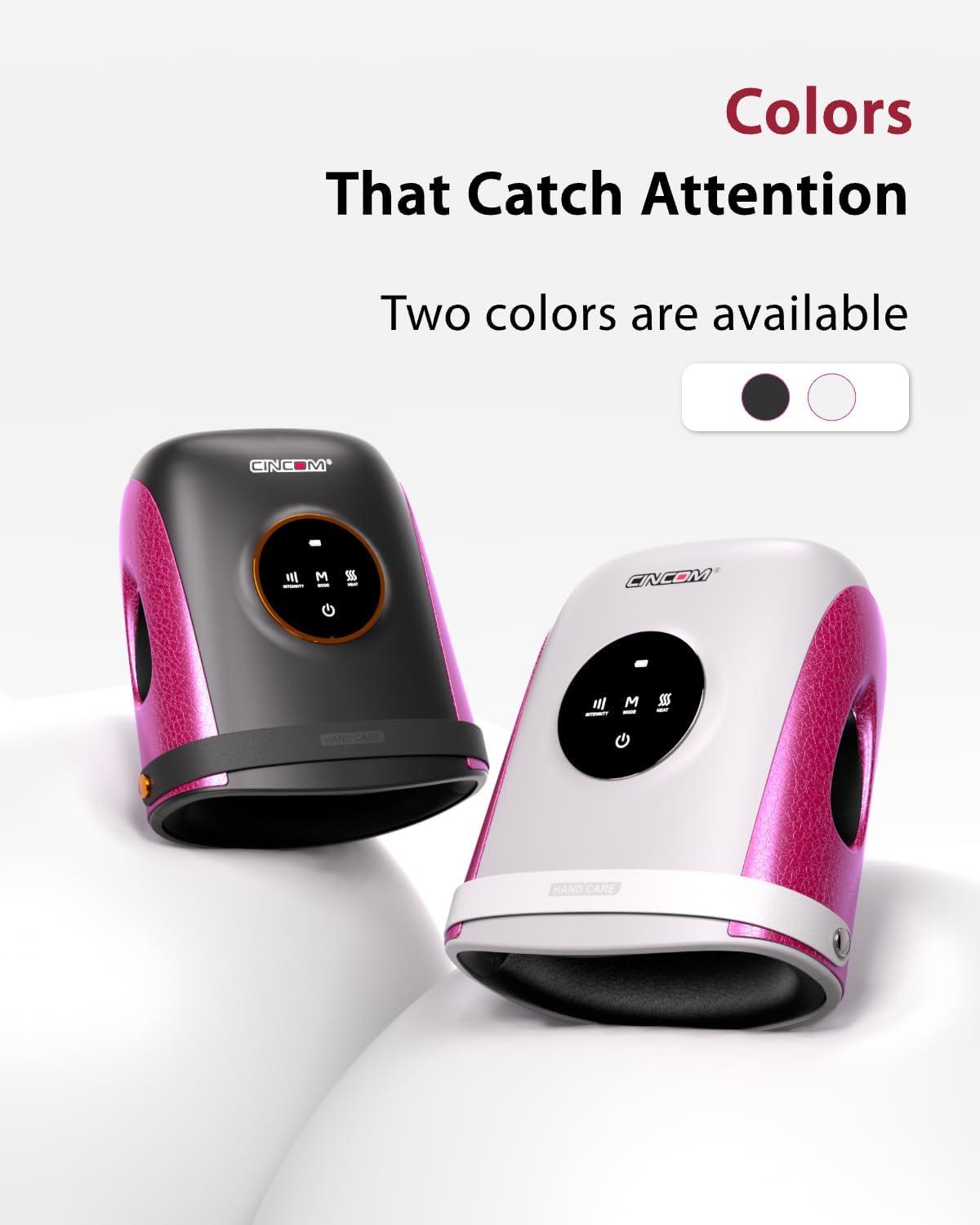 imageCINCOM Hand Massager with Heat and Compression Finger and Palm Massage Machine for Pain Relief Arthritis and Improved Circulation Gifts for Women Cordless and Rechargeable WhiteWhite