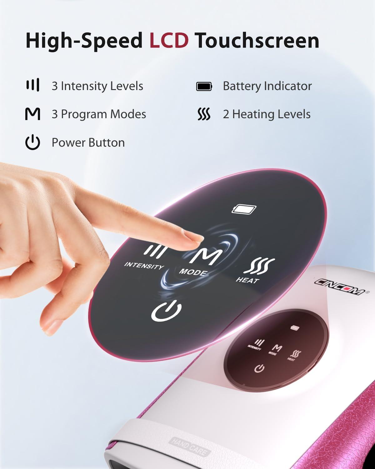 imageCINCOM Hand Massager with Heat and Compression Finger and Palm Massage Machine for Pain Relief Arthritis and Improved Circulation Gifts for Women Cordless and Rechargeable WhiteWhite