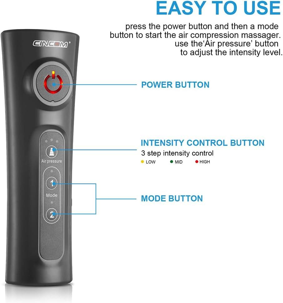 imageCINCOM Leg Massager for Circulation and Pain Relief Air Compression Calf Massager with 2 Modes 3 Intensities Helpful for RLS Edema and Muscles Relaxation Gifts