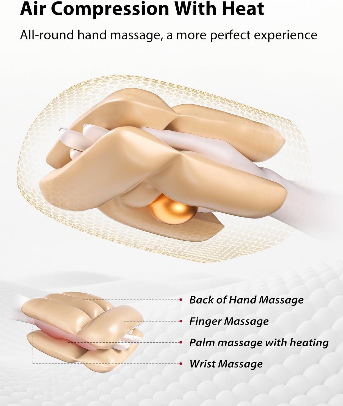 imageCINCOM Upgraded Hand Massager with Heat and Compression for Arthritis and Carpal Tunnel Cordless ampamp Rechargeable Gifts for Women Pearl White ampamp GoldPearl White Gold