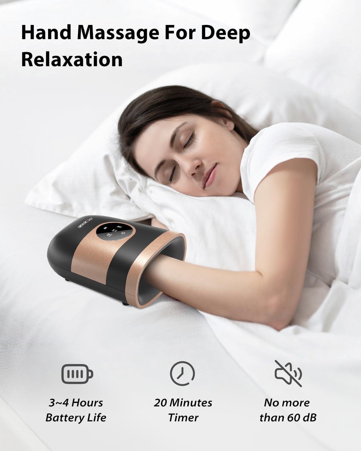 imageCINCOM Upgraded Hand Massager with Heat and Compression for Arthritis and Carpal Tunnel Cordless ampamp Rechargeable Gifts for Women Pearl White ampamp GoldBlack Gold