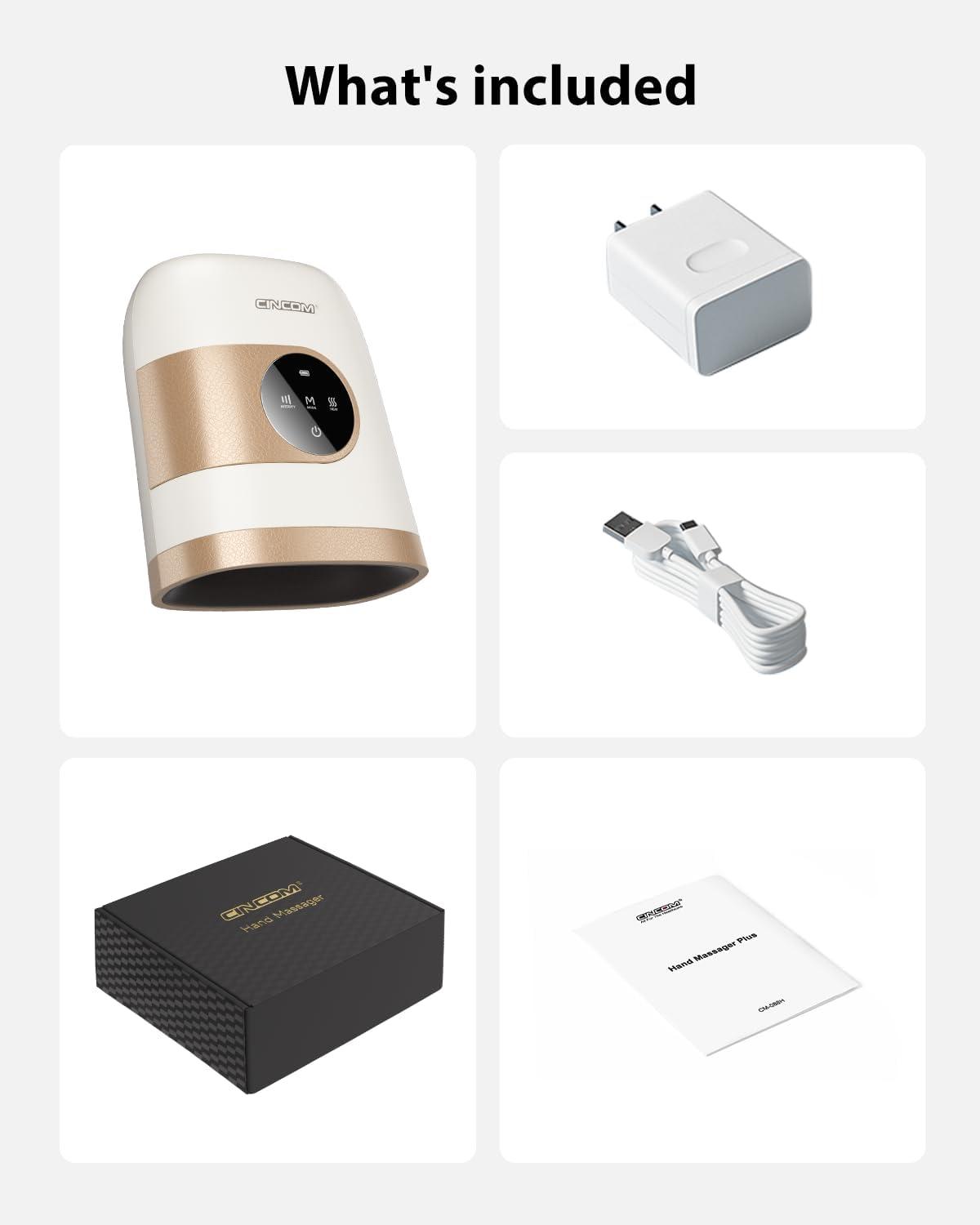 imageCINCOM Upgraded Hand Massager with Heat and Compression for Arthritis and Carpal Tunnel Cordless ampamp Rechargeable Gifts for Women Pearl White ampamp GoldPearl White Gold