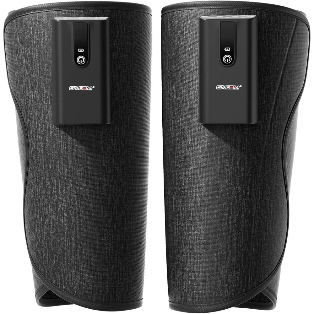 imageCINCOM Leg Massager with Heat and Air Compression Cordless Calf Massager for Circulation and Pain Relief Rechargeable Leg Compression for Edema Relief