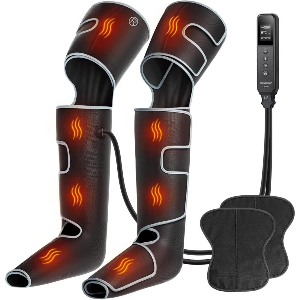 imageCINCOM Leg Massager with Heat and Compression Air Compression Leg Massager for Circulation and Pain Relief Muscles Relaxation Gifts FSA  HSASilver