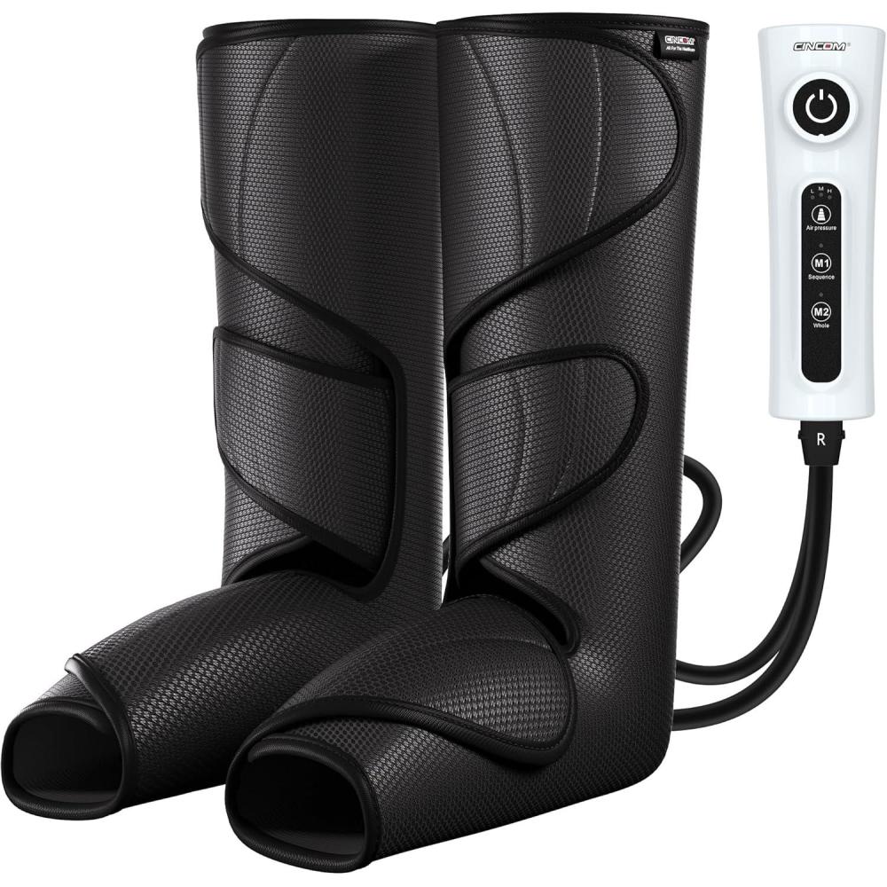 imageCINCOM Leg Massager with Heat and Compression Legs Massage for Circulation and Pain Relief Heating Calf Leg Air Compression Massager Help with Relief EdemaNo Warm