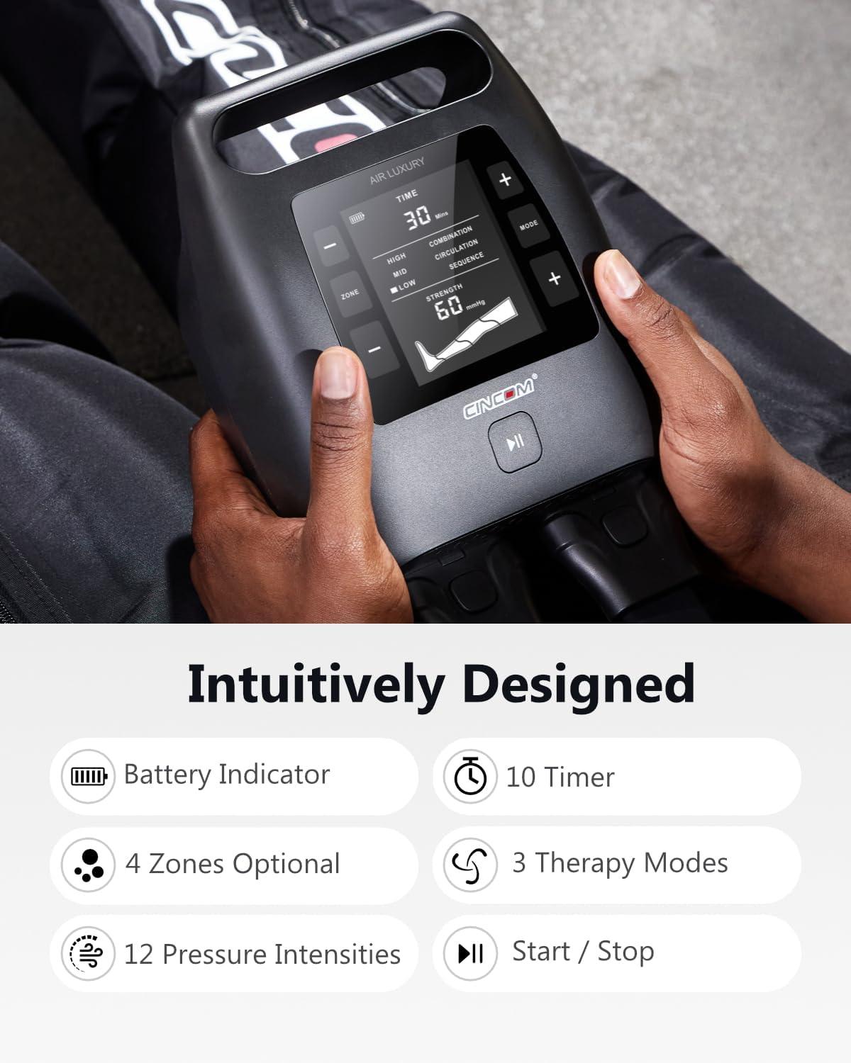 imageCINCOM Cordless Leg Recovery System with Dynamic Compression Massage Technology 3 Different Sizes for EveryoneMediumLarge