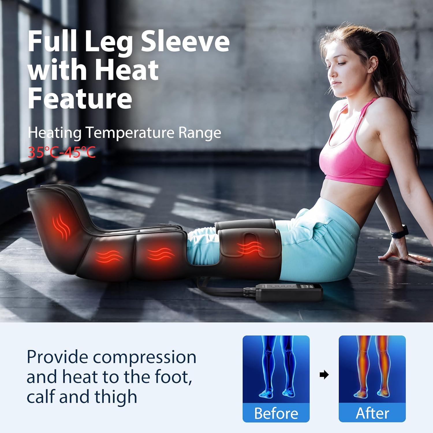 imageCINCOM Leg Massager with Heat and Compression Air Compression Boots for Leg Calf ampamp Foot Recovery Edema Relief FSAHSA Eligible