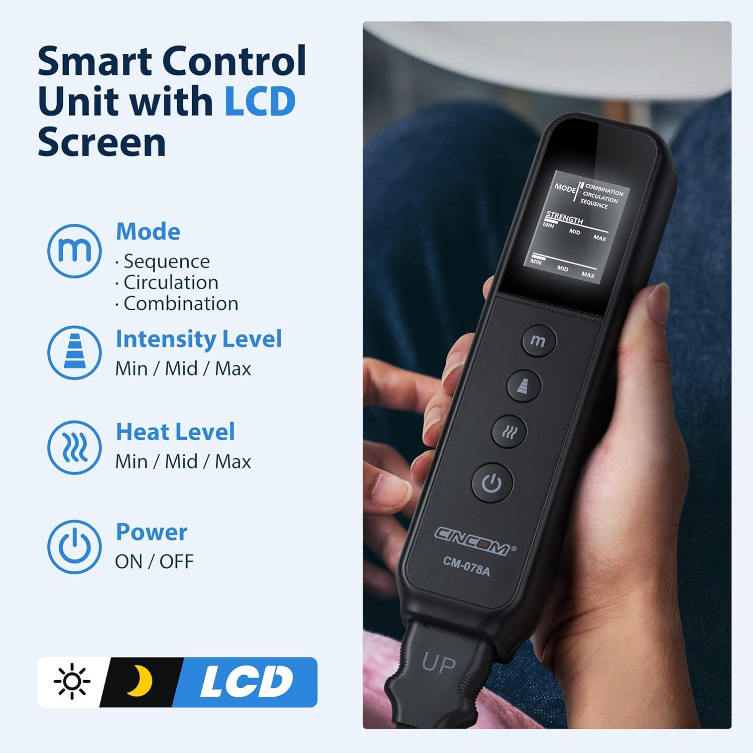 imageCINCOM Leg Massager with Heat and Compression Air Compression Boots for Leg Calf ampamp Foot Recovery Edema Relief FSAHSA Eligible